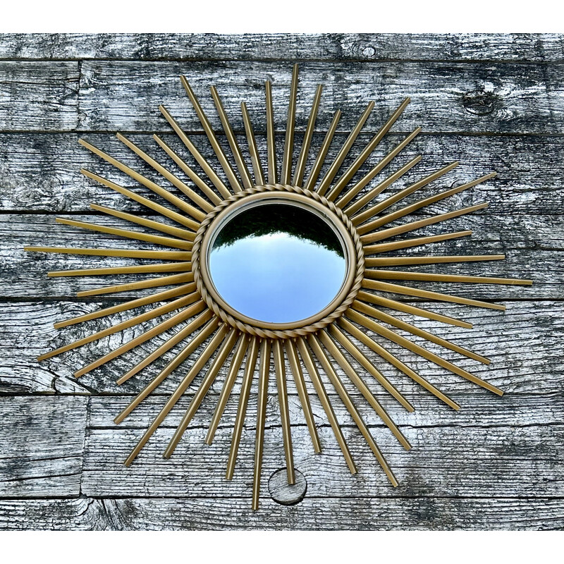 Miroir soleil vintage Chaty Valauris doré, 1960-1970