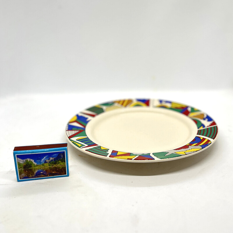 Vintage dessert plate "Tułowice" in porcelain, Poland 1980s