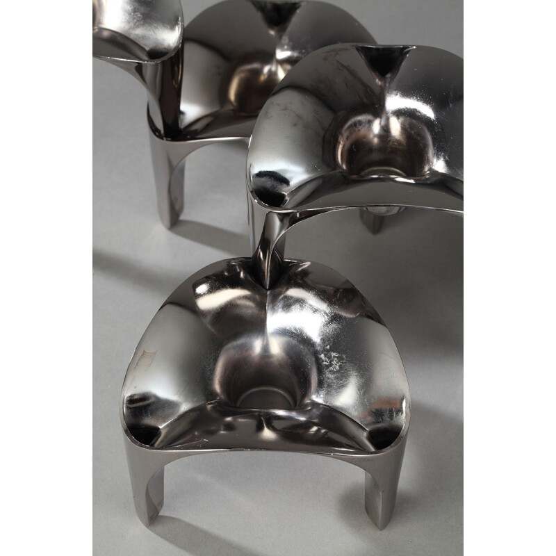 Modular chrome-plated metal candleholder by Nagel Konzept Germany - 1970s