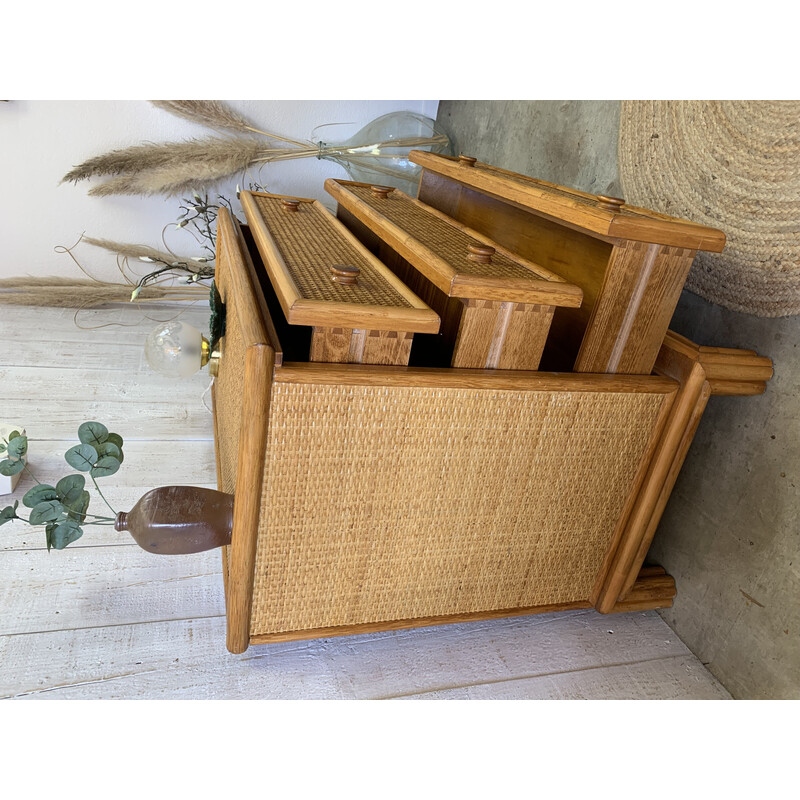 Vintage rattan chest of drawers, 1970