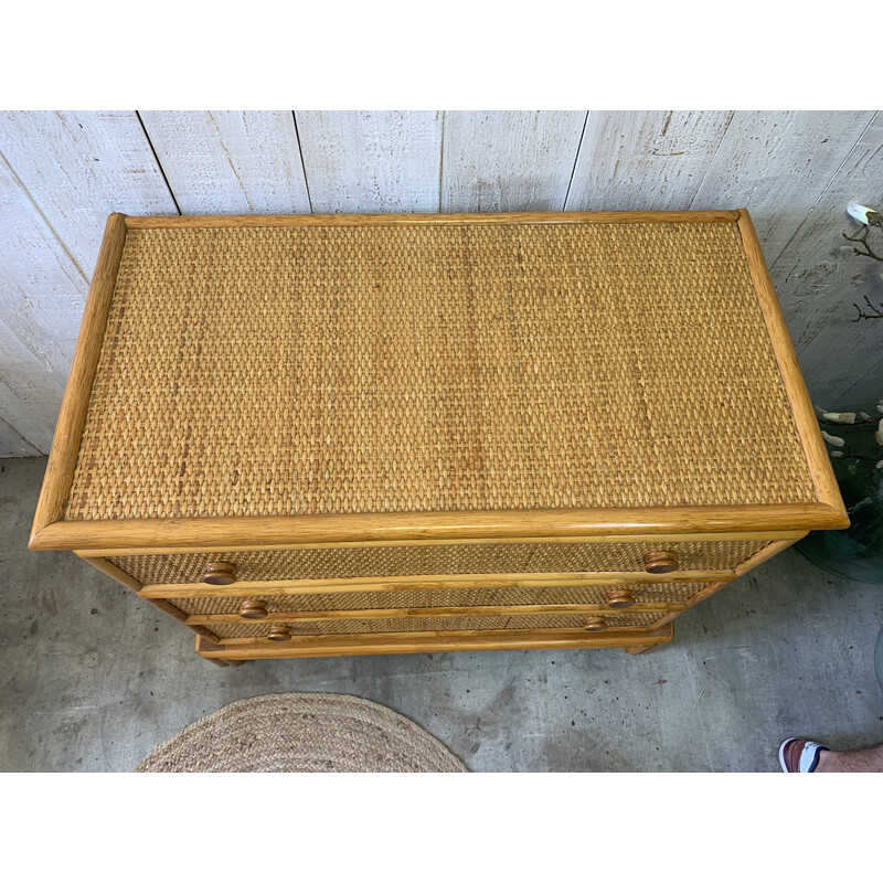 Vintage rattan chest of drawers, 1970