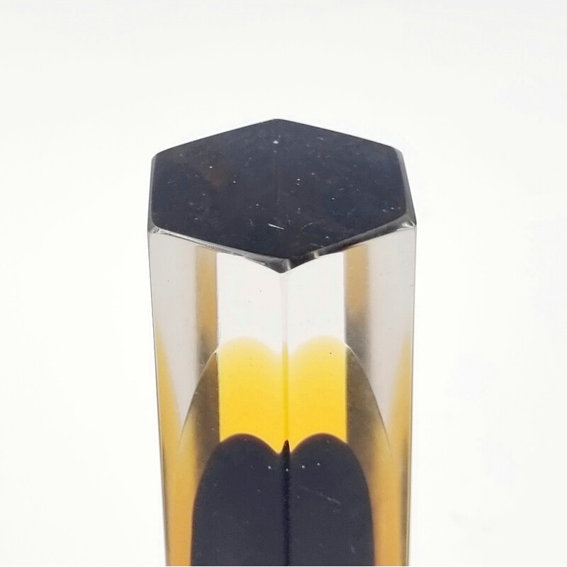 Jarrón de cristal facetado Sommerso de mediados de siglo, Flavio Poli para Alessandro Mandruzzato, Italia Años 60