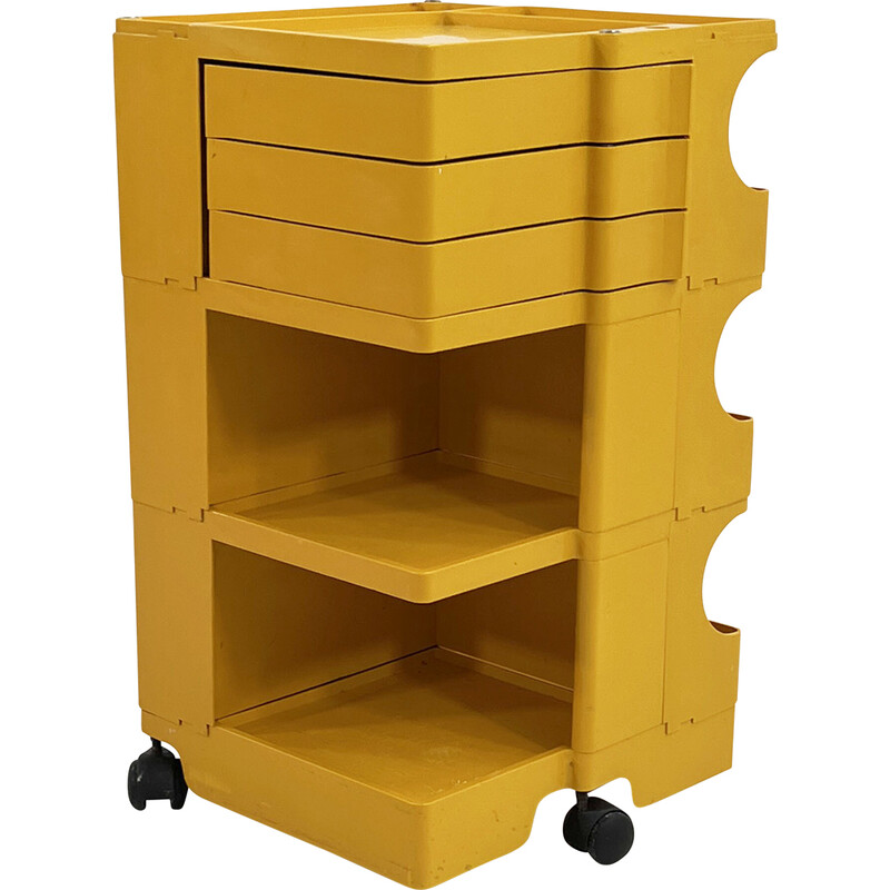 Vintage yellow Boby trolley by Joe Colombo for Bieffeplast, 1960s