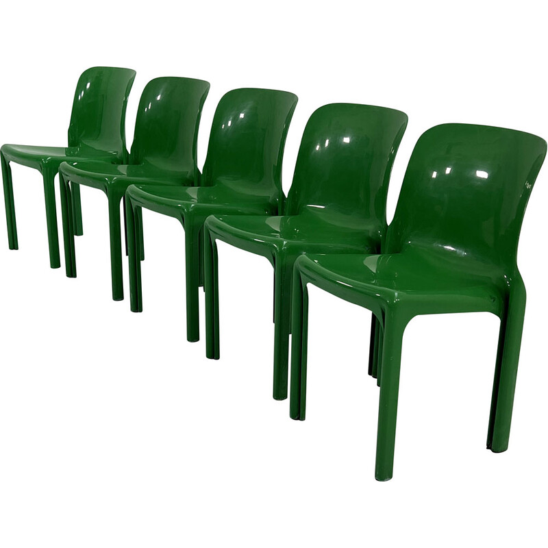 Chaise vintage Selene en plastique vert par Vico Magistretti pour Artemide, 1970