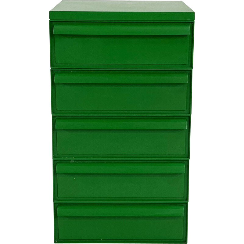 Vintage green dresser with 5 drawers model 4601 by Simon Fussell for Kartell, 1970