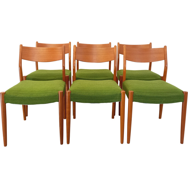 Set of 6 vintage teak and fabric chairs by Cees Braakman, 1950 -1960