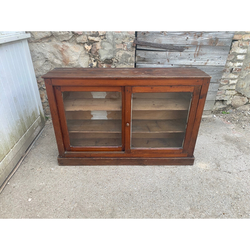 Vintage display cabinet with 2 sliding doors, 1900