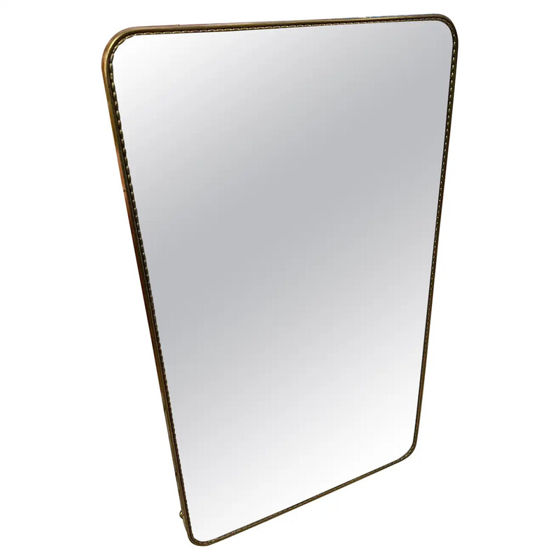 Mid-century brass rectangular Italian wall mirror, 1960s