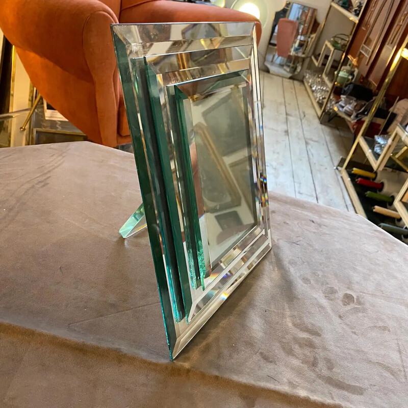 Moldura de vidro espelhado de meados do século da Fontana Arte, anos 50