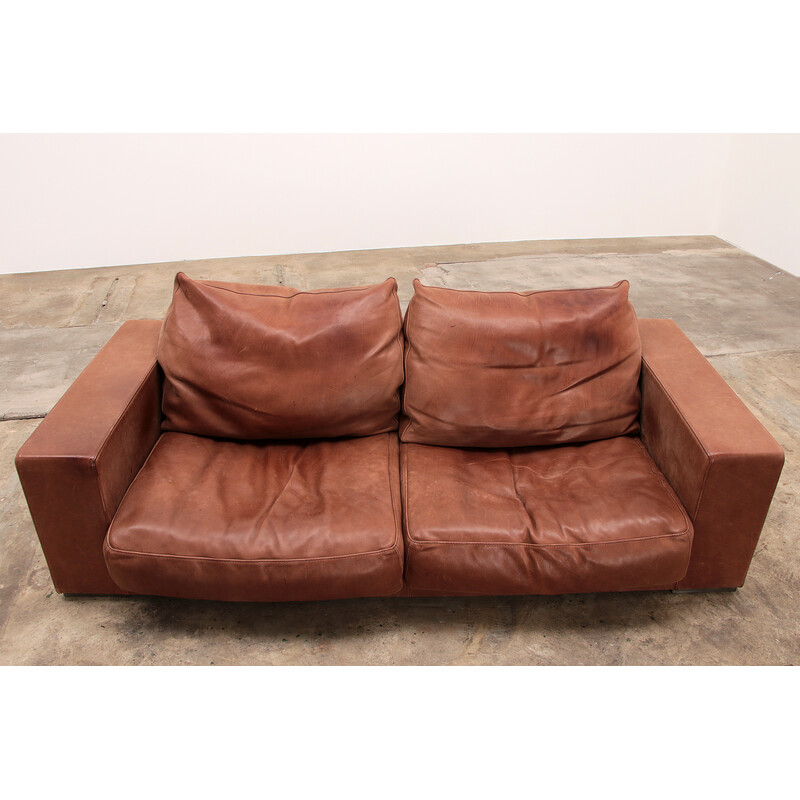 Vintage sofa in gognac color model Budapest by Paola Navone for Baxter