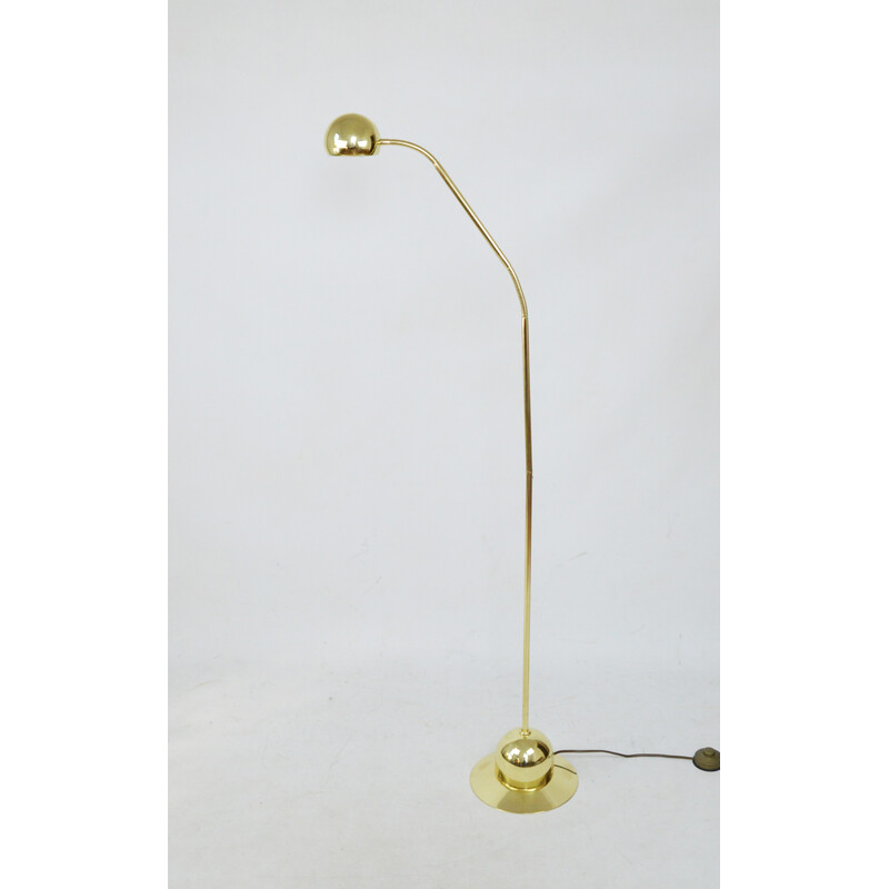 Lámpara de pie vintage dorada, años 80