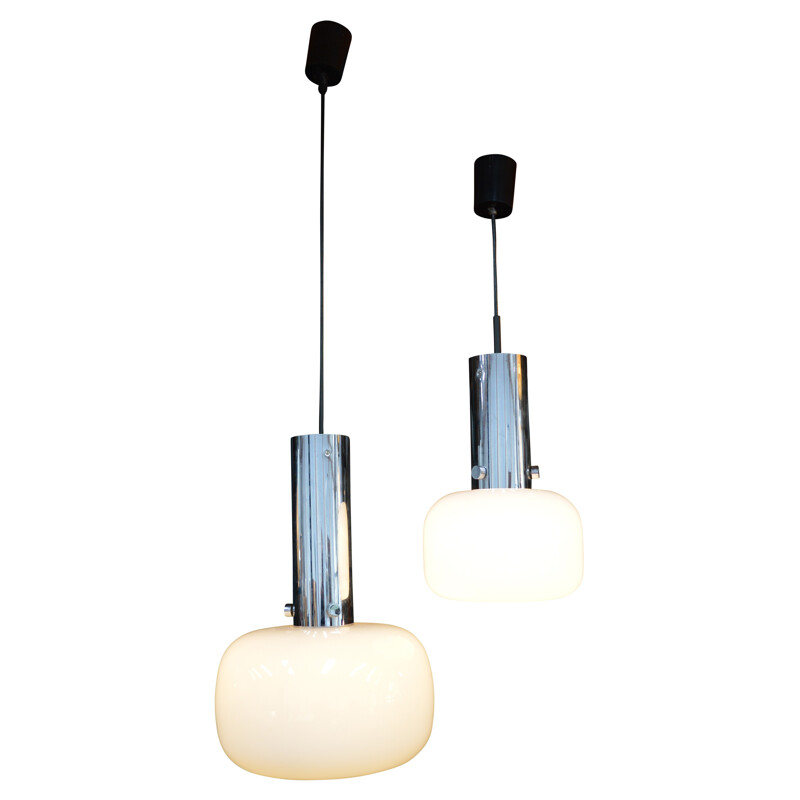 Pair of Glashütte Limburg pendant lamp, Germany - 1970s