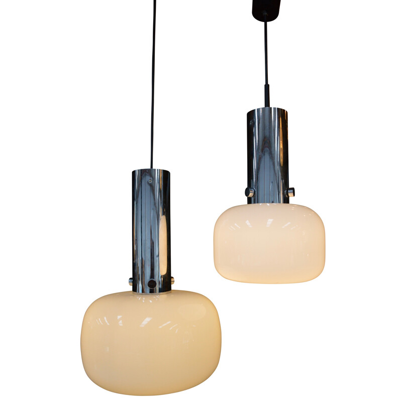 Pair of Glashütte Limburg pendant lamp, Germany - 1970s