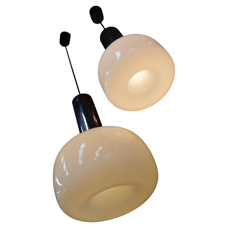 Pair of Glashütte Limburg pendant lamp, Germany - 1970s