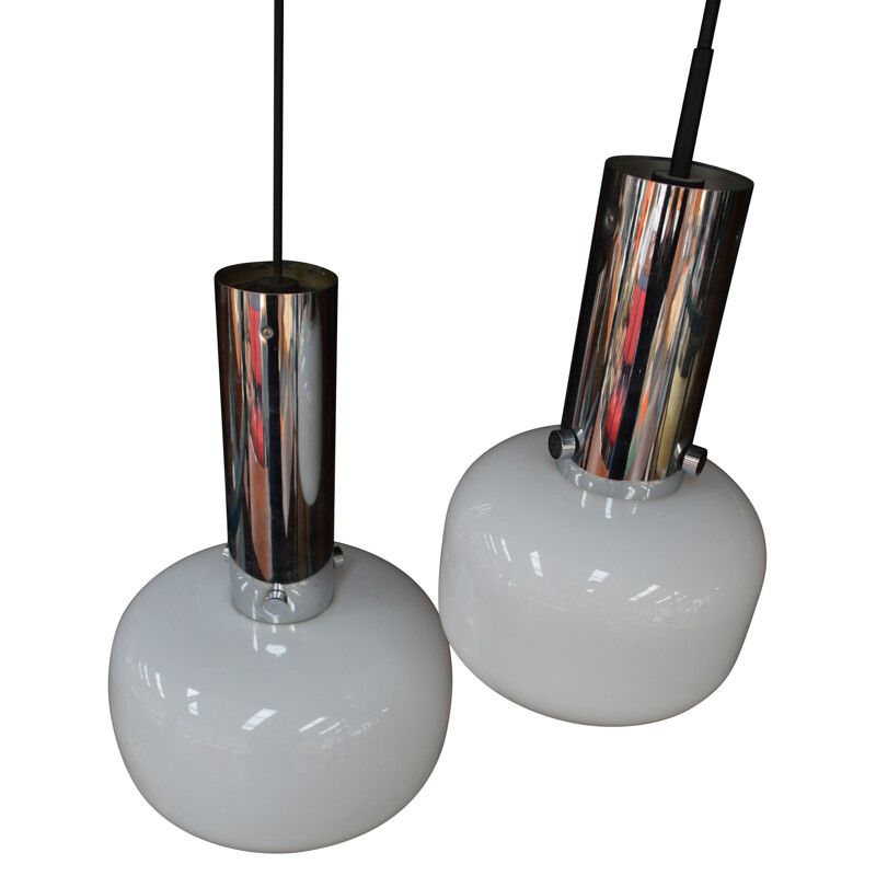 Pair of Glashütte Limburg pendant lamp, Germany - 1970s