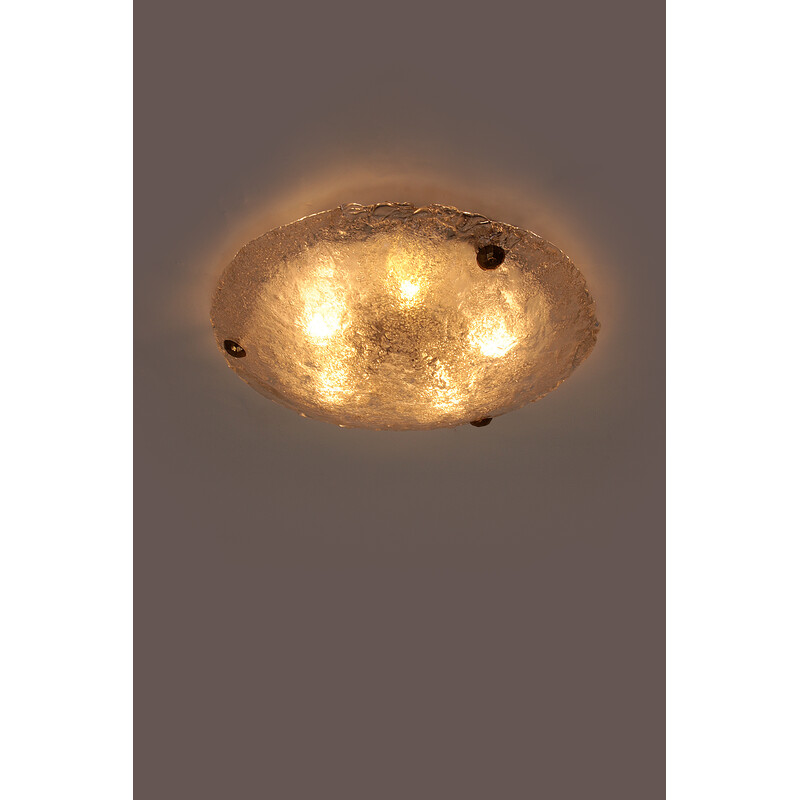 Vintage plafondlamp van dik Murano glas, 1960