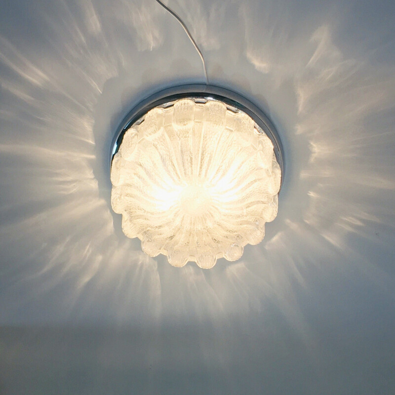 Coppia di lampade da soffitto in vetro a forma di fiore della metà del secolo scorso, di Limburg, Germania anni '70