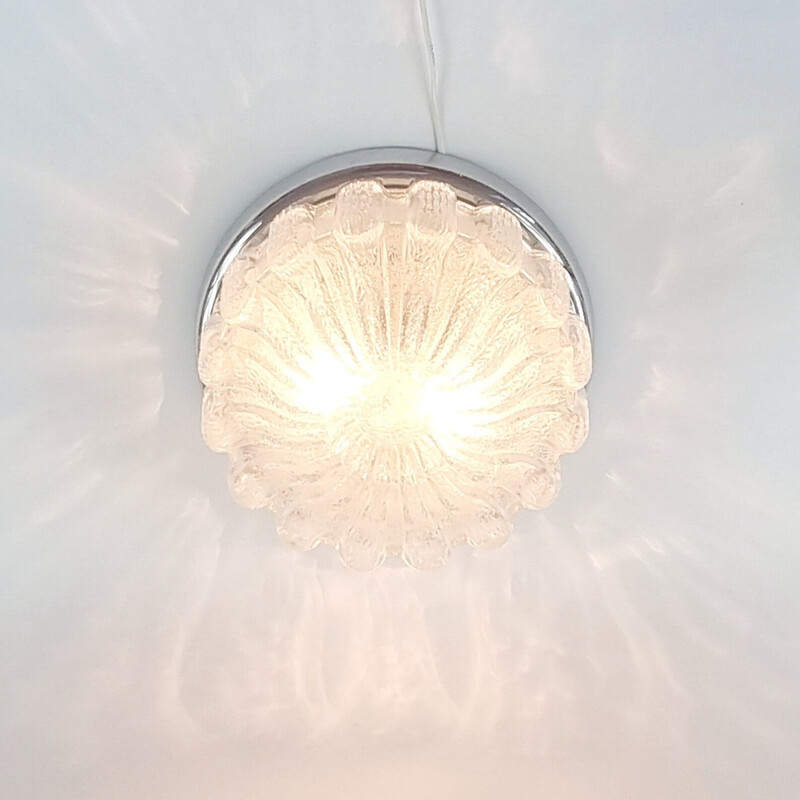 Pair of mid-century flower-qhaped glass ceiling lamps by Limburg, Germany 1970s