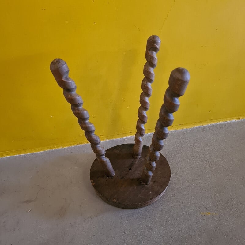 Vintage French wooden stool, 1970s