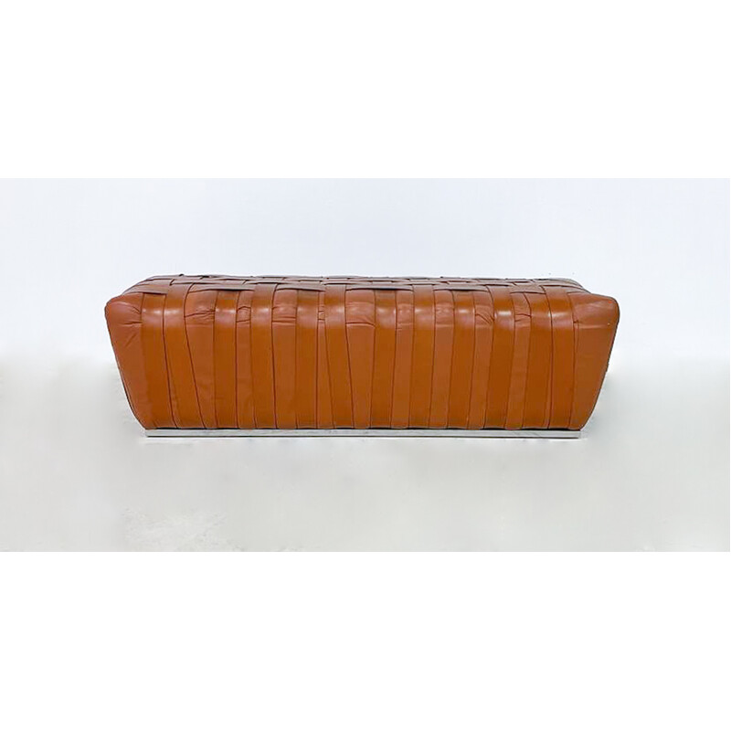 Mid-century Italian cognac leather bench, 1980s