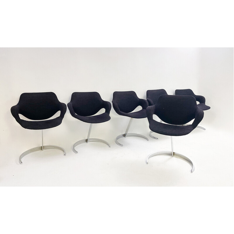Set of 6 mid-century Scimitar armchairs by Boris Tabacoff for M.M.M., 1970s