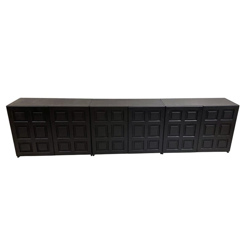 Credenza nera brutalista di metà secolo