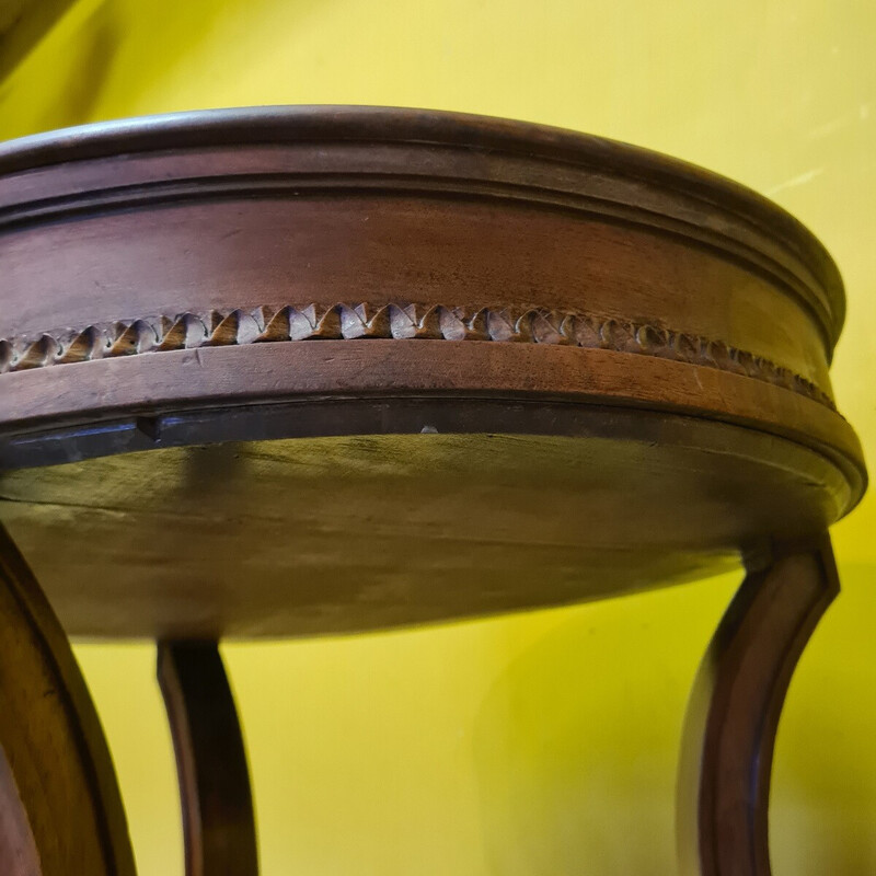 Vintage French round walnut side table, 1800s