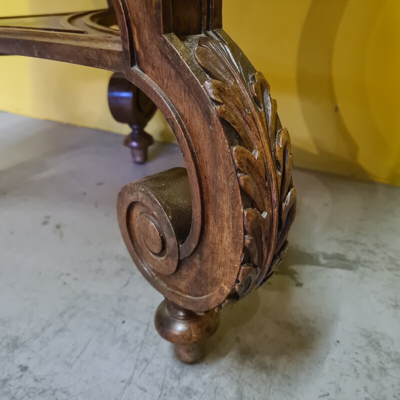 Vintage French round walnut side table, 1800s