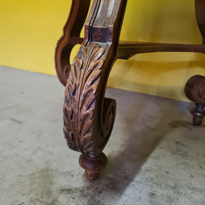 Vintage French round walnut side table, 1800s