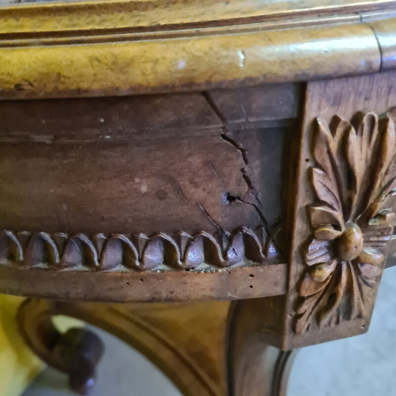 Vintage French round walnut side table, 1800s