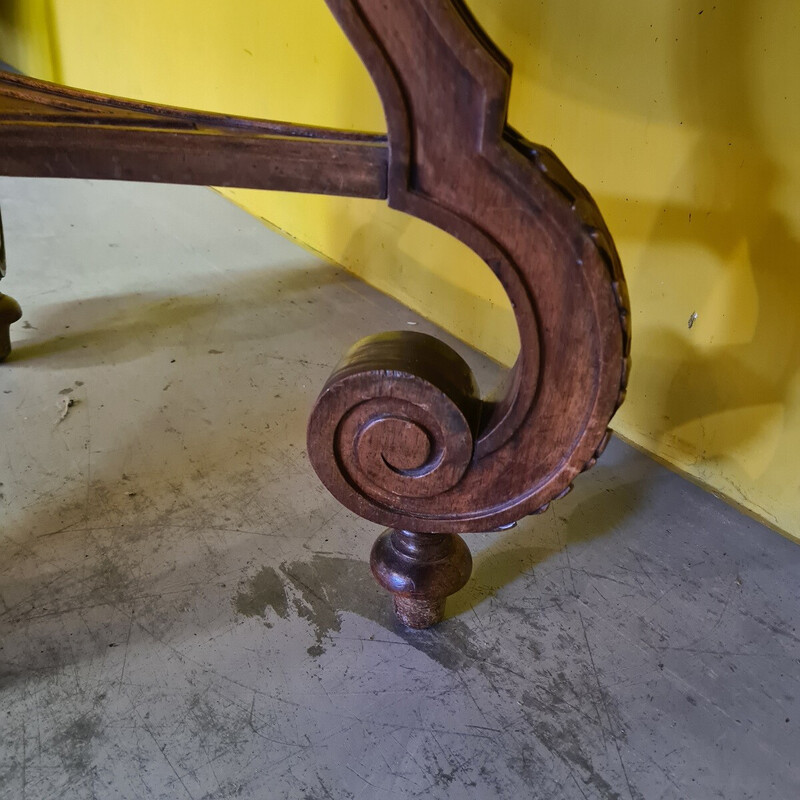 Vintage French round walnut side table, 1800s