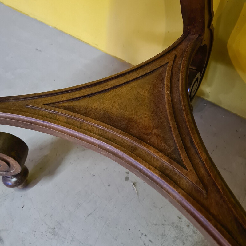 Vintage French round walnut side table, 1800s