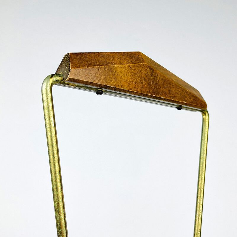 Vintage brass and imitation leather magazine rack, Italy 1960