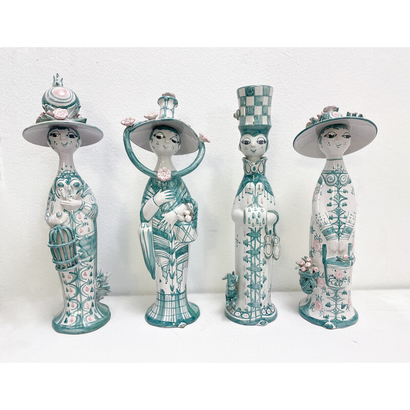 Vintage ceramic sculptures "4 Seasons" by Bjørn Wiinblad, Denmark 1970