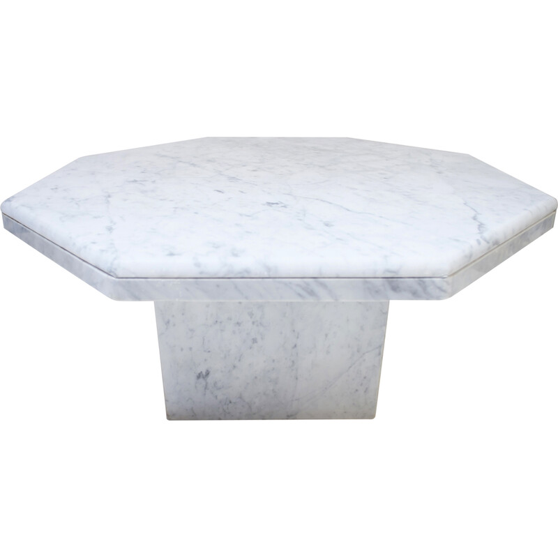 Tavolino ottagonale vintage in marmo di Carrara, 1970