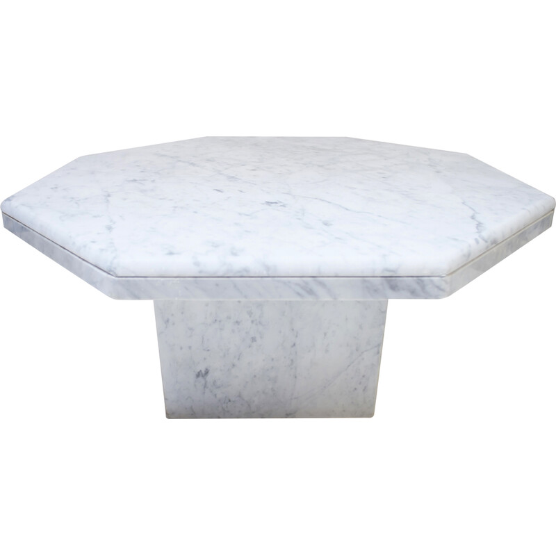 Vintage octagonal coffee table in Carrara marble, 1970