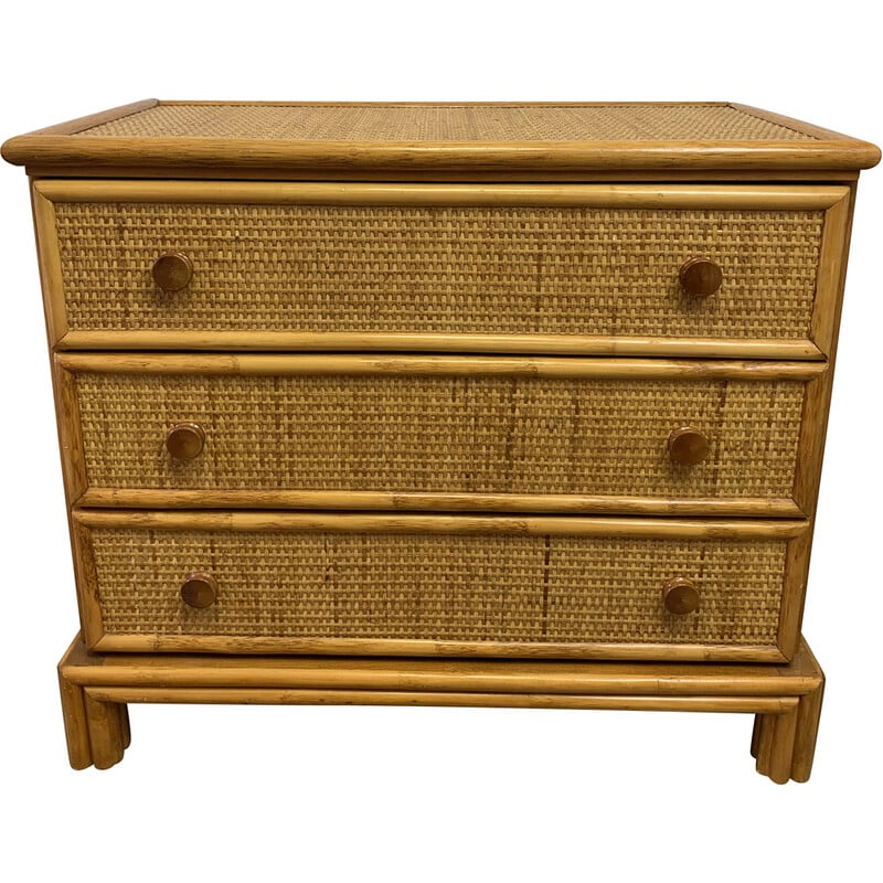 Vintage rattan chest of drawers, 1970