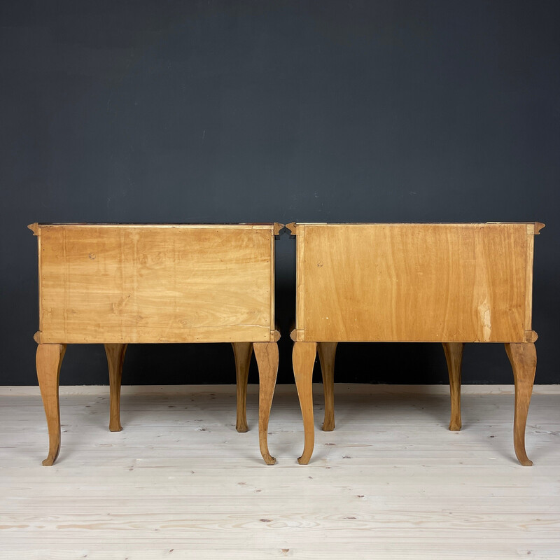 Par de mesas de cabeceira de madeira vintage, Itália 1950