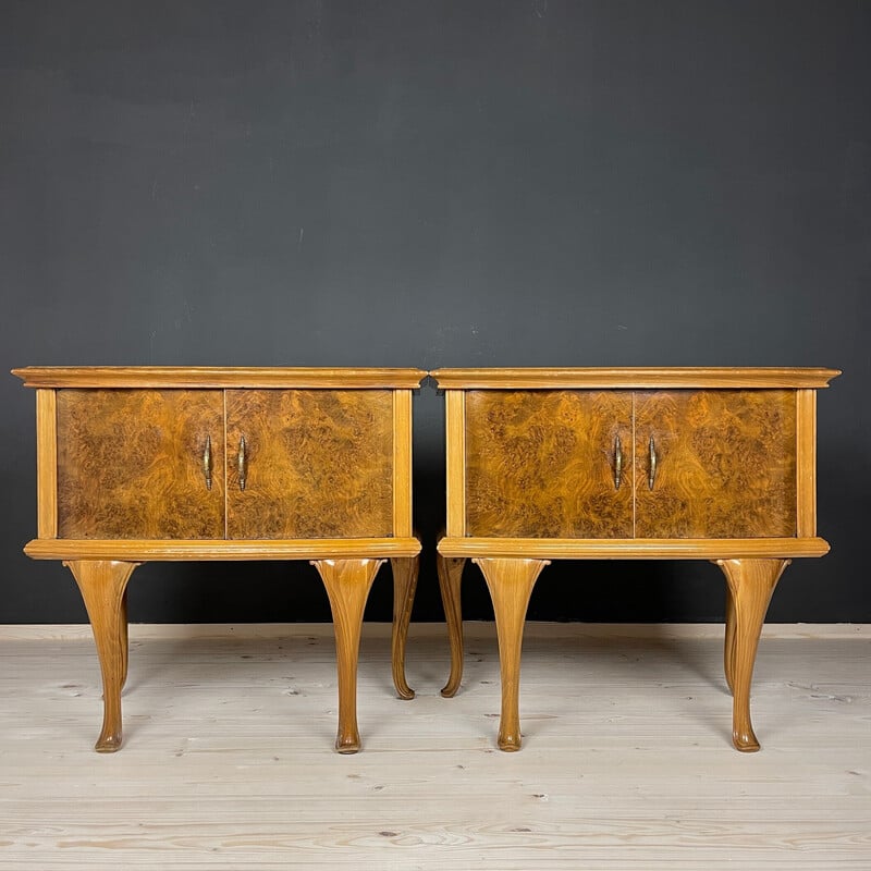 Pair of vintage wooden night stands, Italy 1950