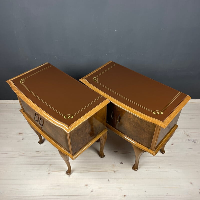 Pair of vintage wooden night stands, Italy 1950