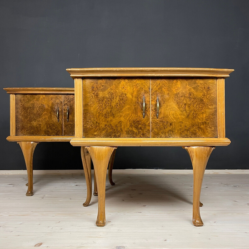 Pair of vintage wooden night stands, Italy 1950