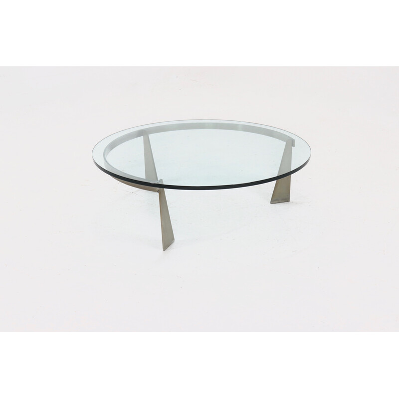 Vintage G3 steel and glass coffee table by Just Van Beek for Metaform, Netherlands 1980