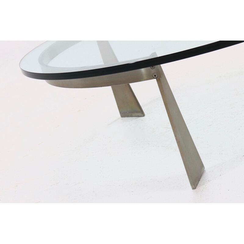 Vintage G3 steel and glass coffee table by Just Van Beek for Metaform, Netherlands 1980