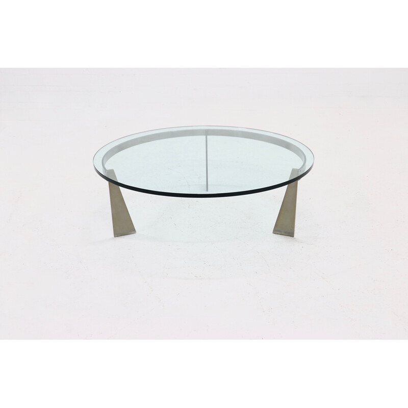 Vintage G3 steel and glass coffee table by Just Van Beek for Metaform, Netherlands 1980