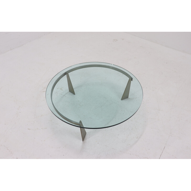 Vintage G3 steel and glass coffee table by Just Van Beek for Metaform, Netherlands 1980