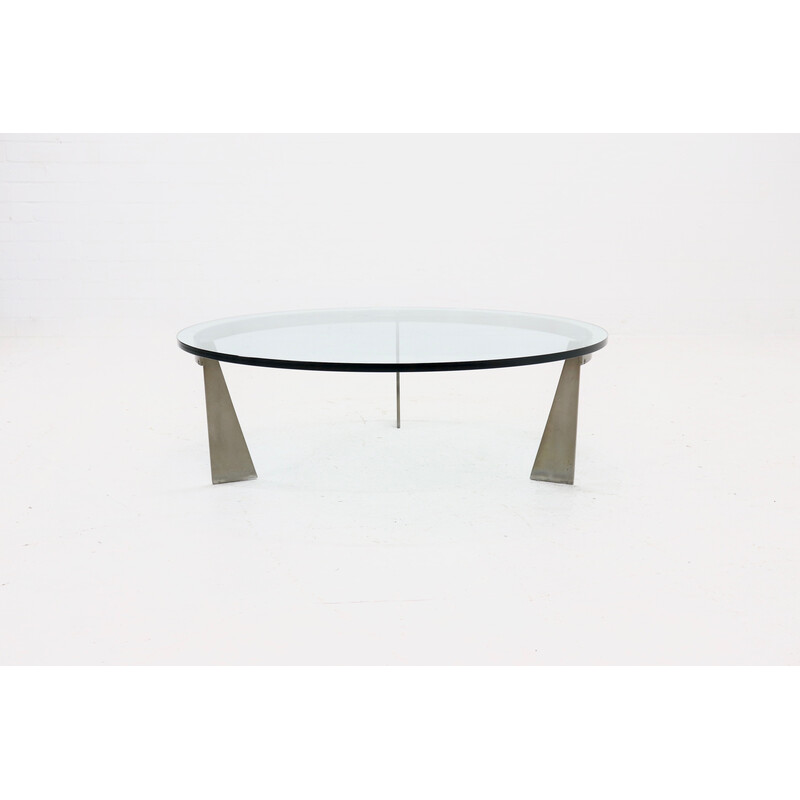 Vintage G3 steel and glass coffee table by Just Van Beek for Metaform, Netherlands 1980