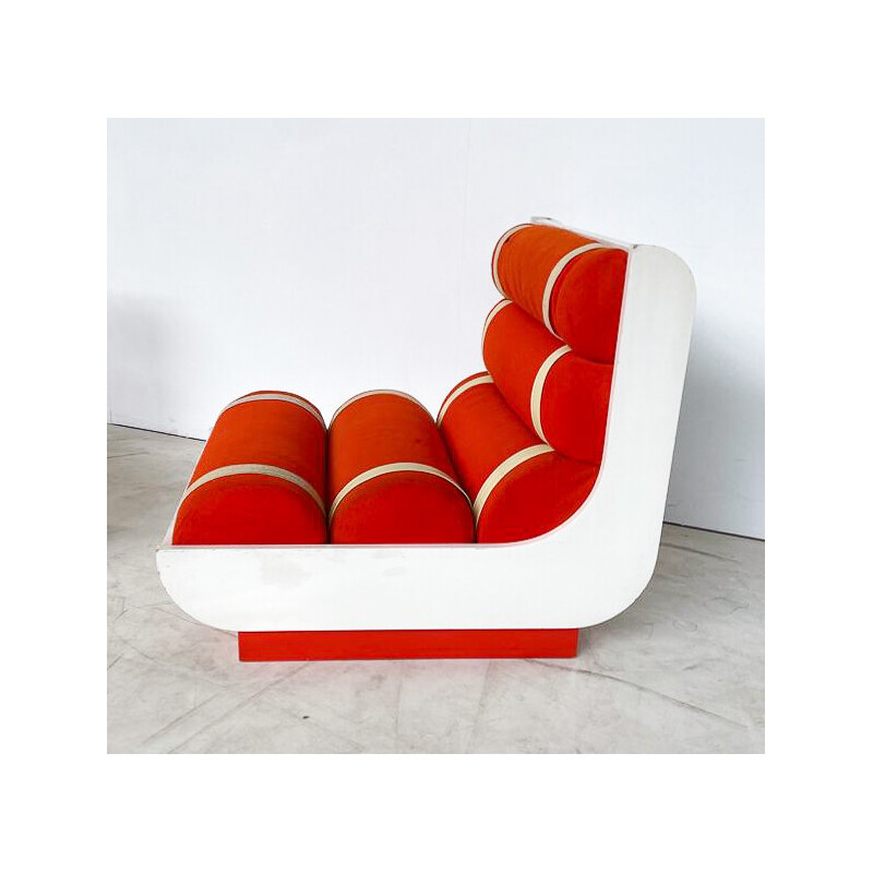 Pair of vintage red armchairs, Italy 1960