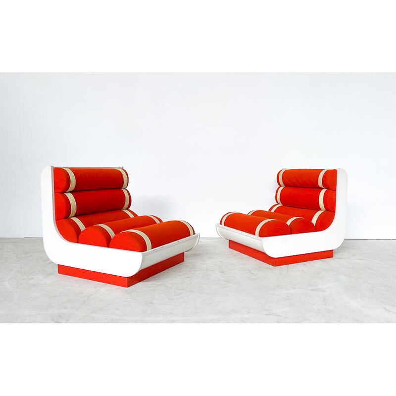 Paire de fauteuils rouges vintage, Italie 1960