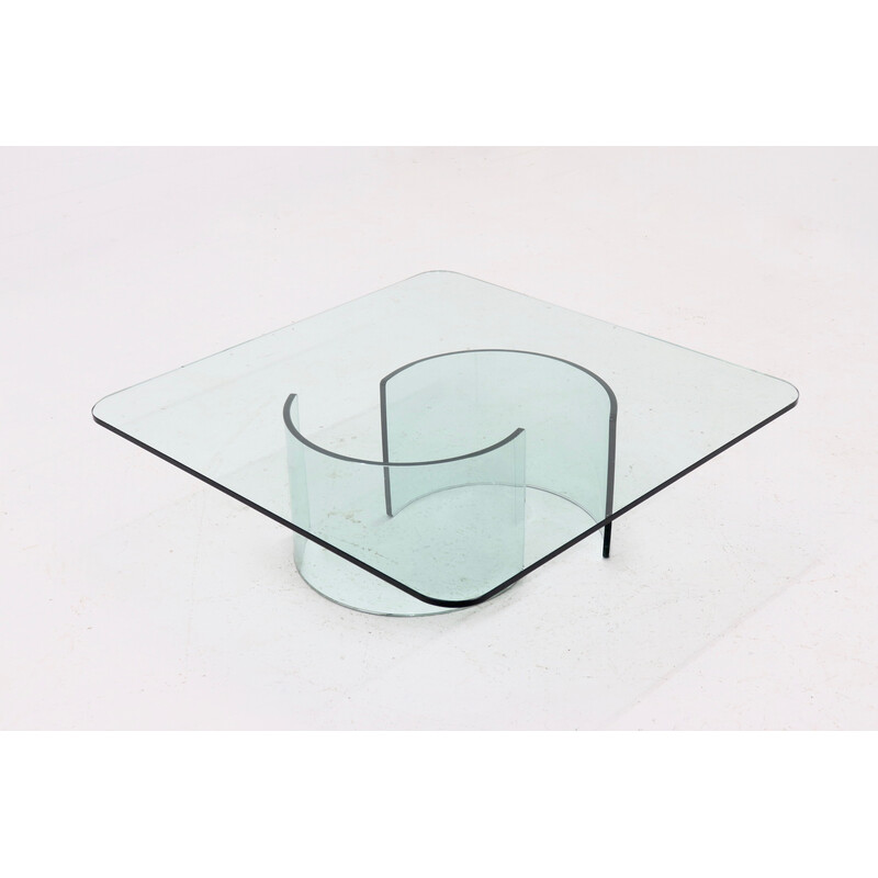 Vintage glass coffee table, Italy 1970