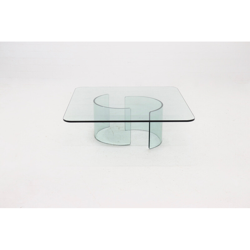 Vintage glass coffee table, Italy 1970